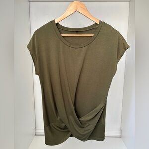 Women’s Olive Green Twist-Front Tee